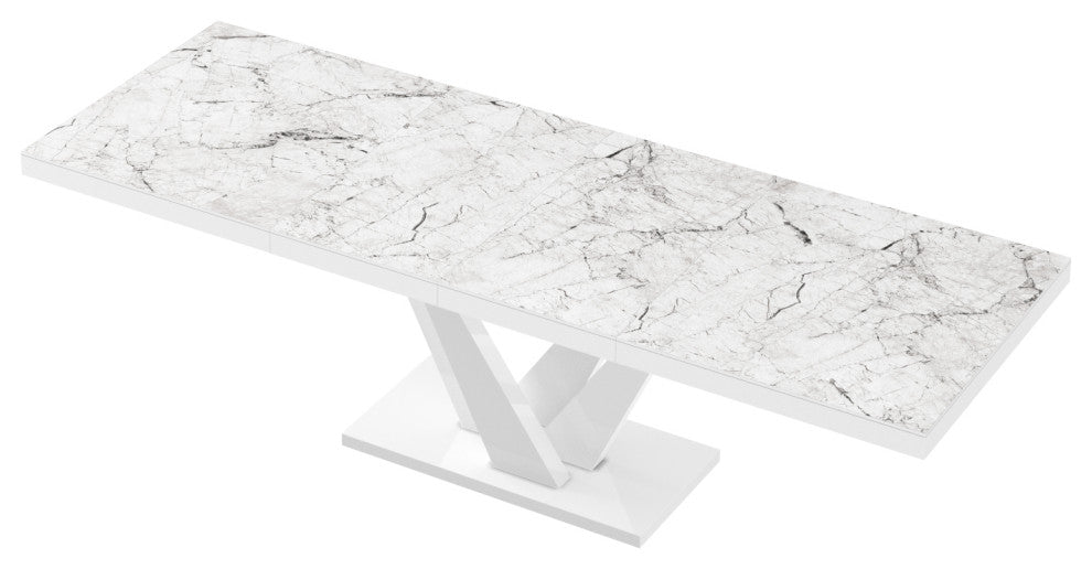 CHARA Extendable Dining Table, Venatino/White