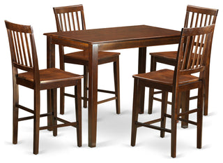 Yavn5-Mah-W 5 Pc Dining Counter Height Set -Pub Table And 4 Dining Chairs
