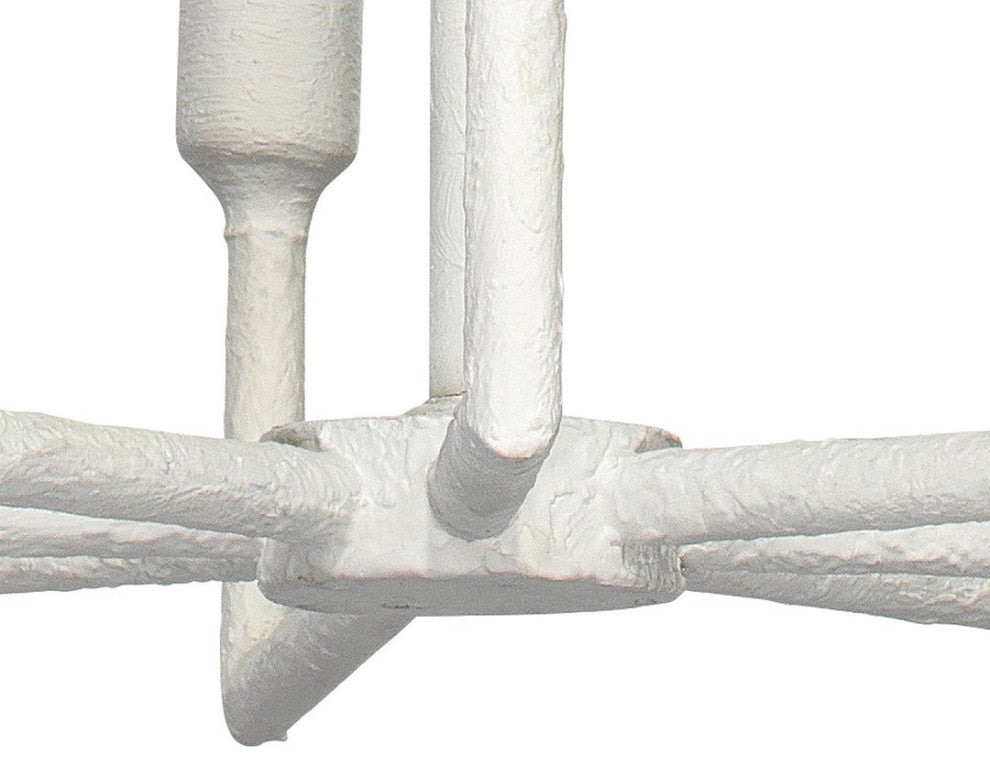 Minimalist Linear White 8 Light One Tier Chandelier 32 in Plaster of Paris Gesso