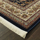 Mackenzie Intricate Medallion Dark Blue/ Ivory Fringed Area Rug, 6'7"X9'6"