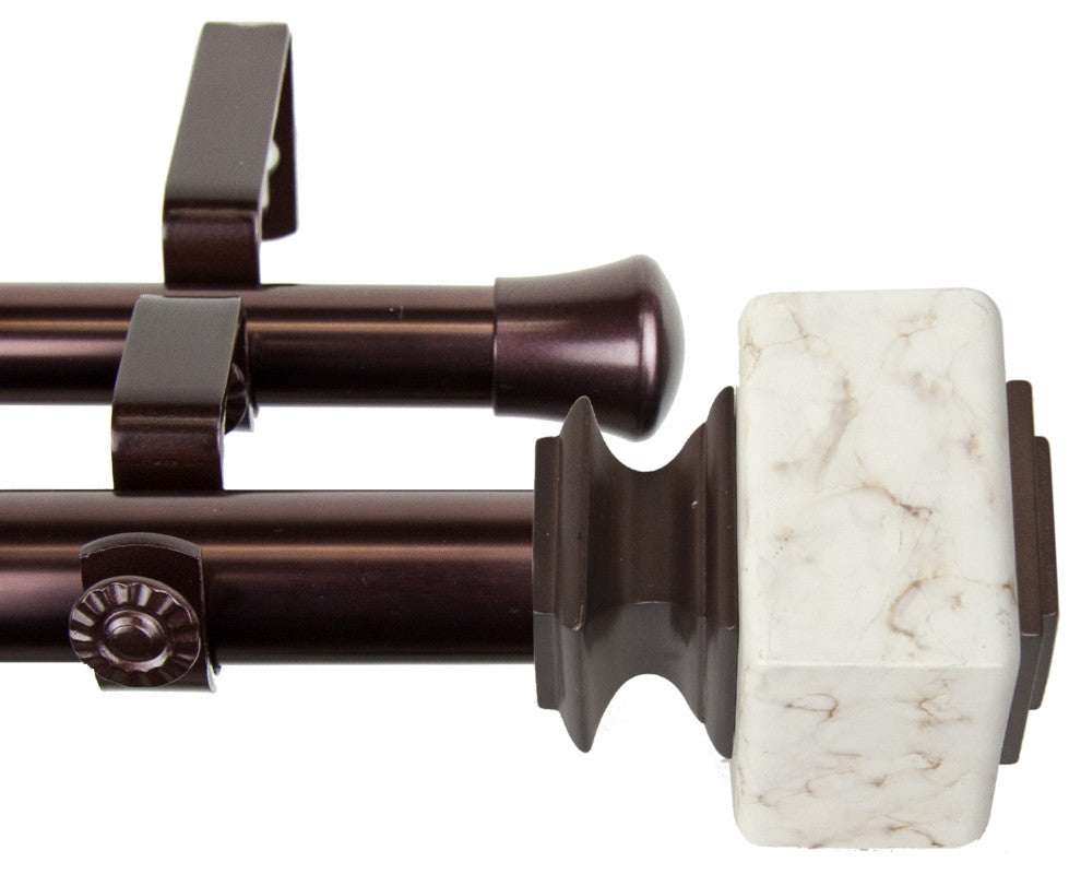 Aubree 1" Diameter Double Curtain Rod, Bronze, 28-48"