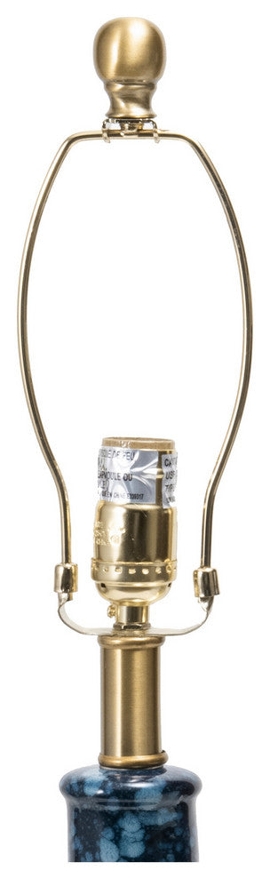 Nuloom 28" Tegular Ceramic Flask Linen Shade Blue 3-Way Switch Table Lamp