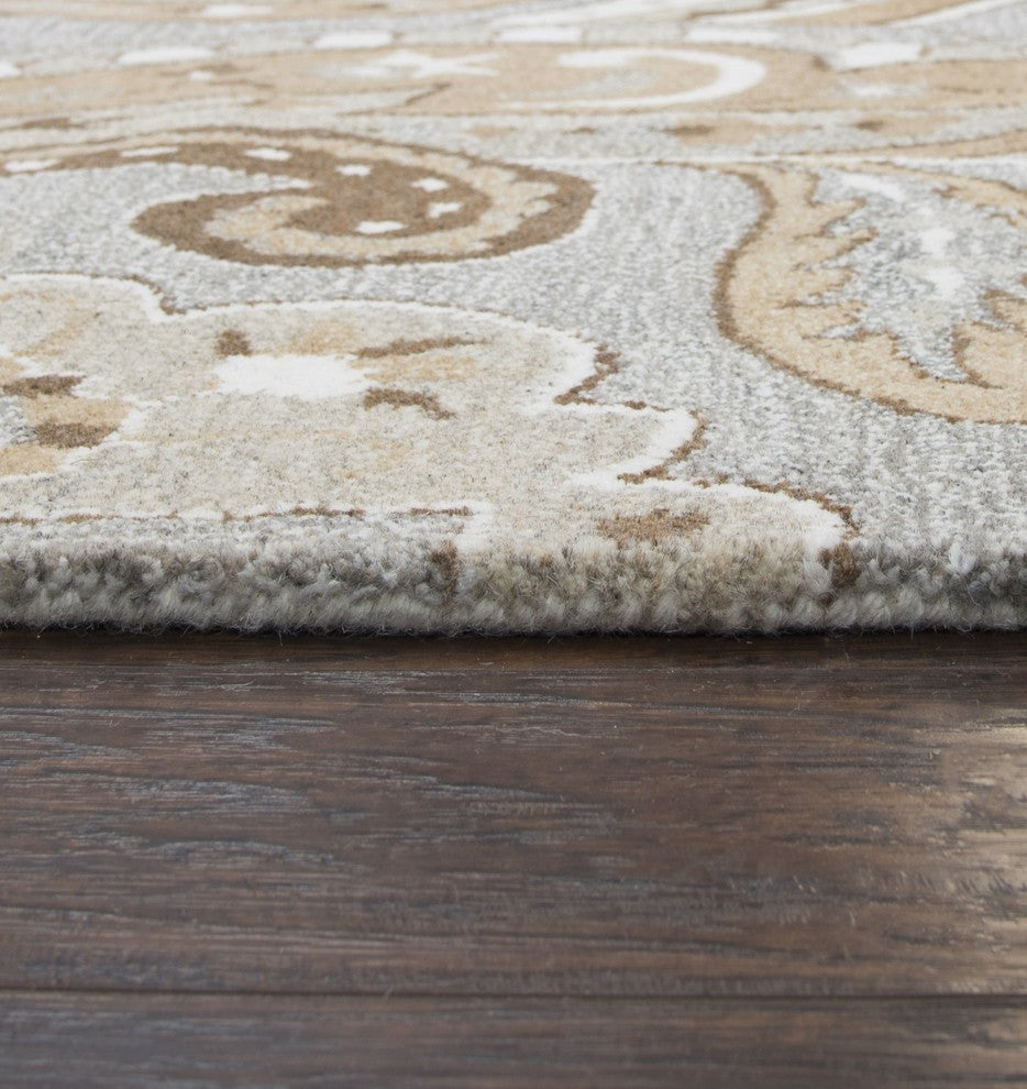 Rizzy Home Suffolk SK325A Gray Paisley Area Rug, Rectangular 8'x10'