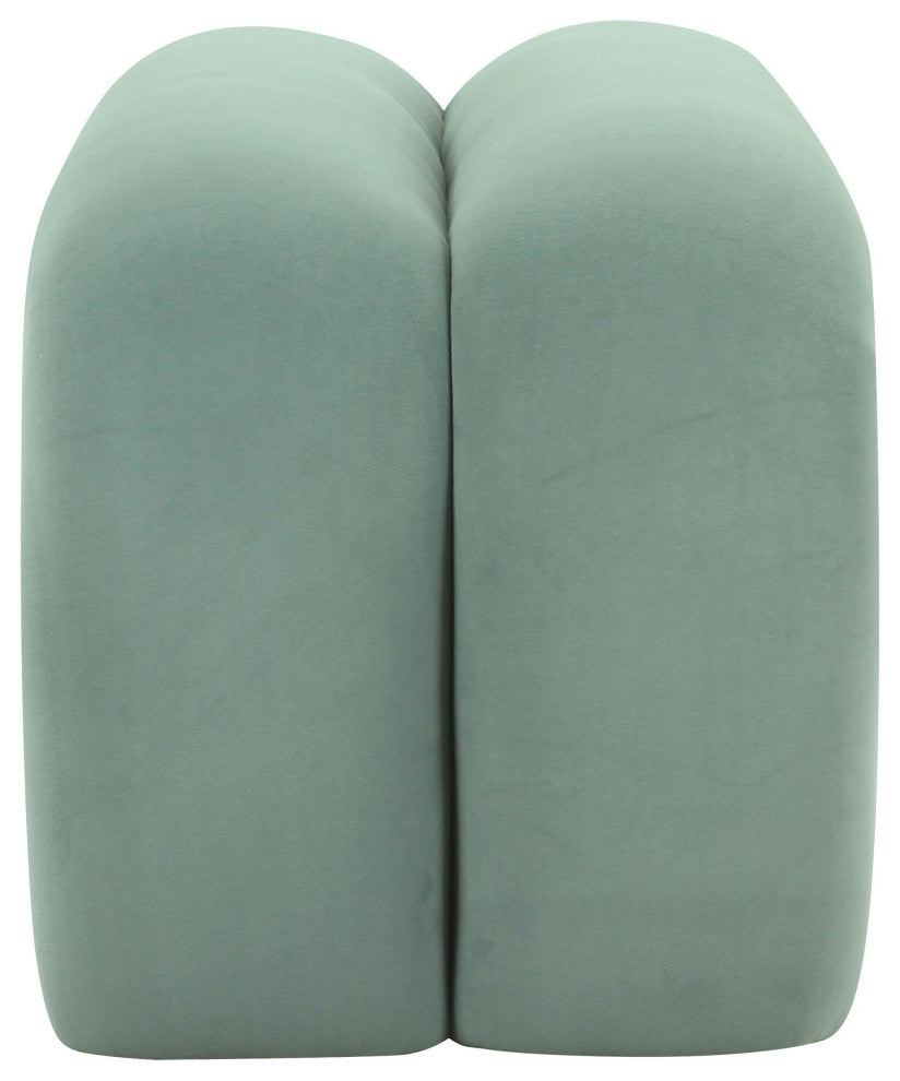 Leigh Green Velvet Channeled Bench - Green