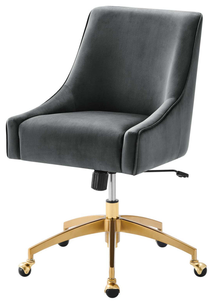 Computer Work Desk Chair, Gray, Velvet, Modern, Home Business Office