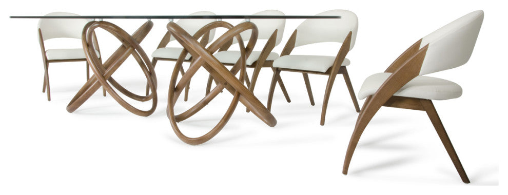 HomeRoots 47" Walnut and Glass Dining Table