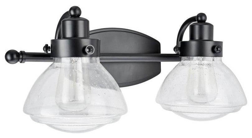 62061, 2-Light Metal Bathroom Vanity Wall Light Fixture, Black