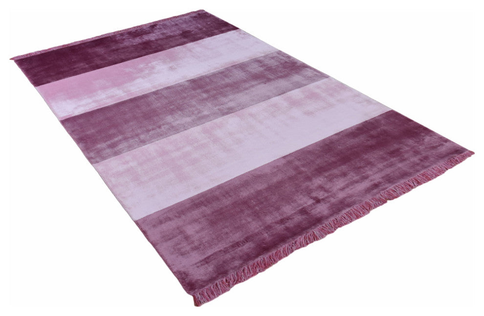 Hand Woven Viscose & Silk Area Rug Contemporary Pink