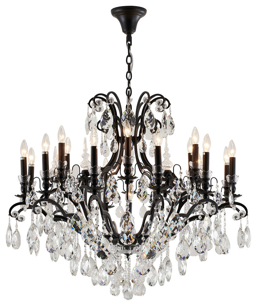 Clear Crystal Chandelier, Sandy Black
