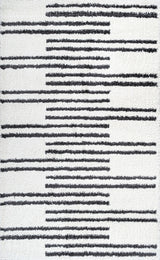 Petra Stripe Geometric Shag, White/Black, 3x5