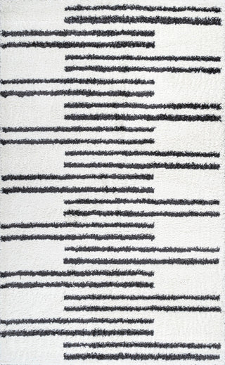 Petra Stripe Geometric Shag, White/Black, 3x5