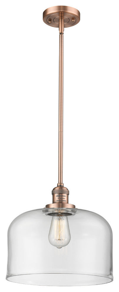 X-Large Bell 1-Light LED Pendant, Antique Copper, Glass: Clear