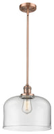X-Large Bell 1-Light LED Pendant, Antique Copper, Glass: Clear
