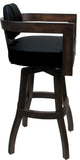 Swivel Wood Bar Stool Kadir Plus on S-Base, Black Vinyl - Dark Walnut, 34"