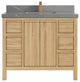 Elizabeth 42 Single Sink Bath Vanity in Light Natural Teak 2" Piatra Gray