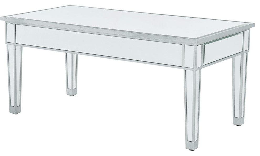 Coffee Table 40" W X 20" D X 18" H, Antique Silver Paint