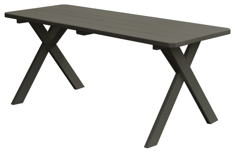 Pine 8' Cross-Leg Table, Olive Gray