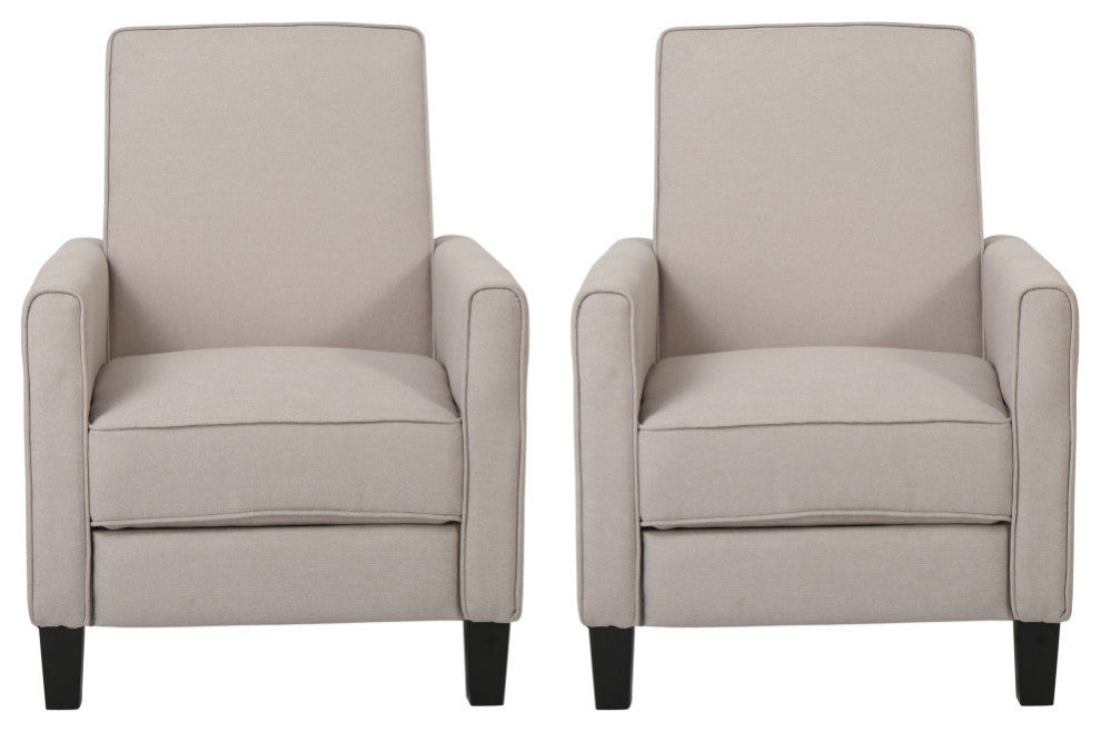 Susan Fabric Recliner, Set of 2, Wheat and Dark Brown