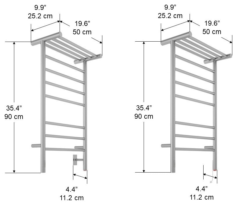 Ancona Liazzo Dual 8-Bar Brushed Towel Warmer With Shelf and On-Board Timer