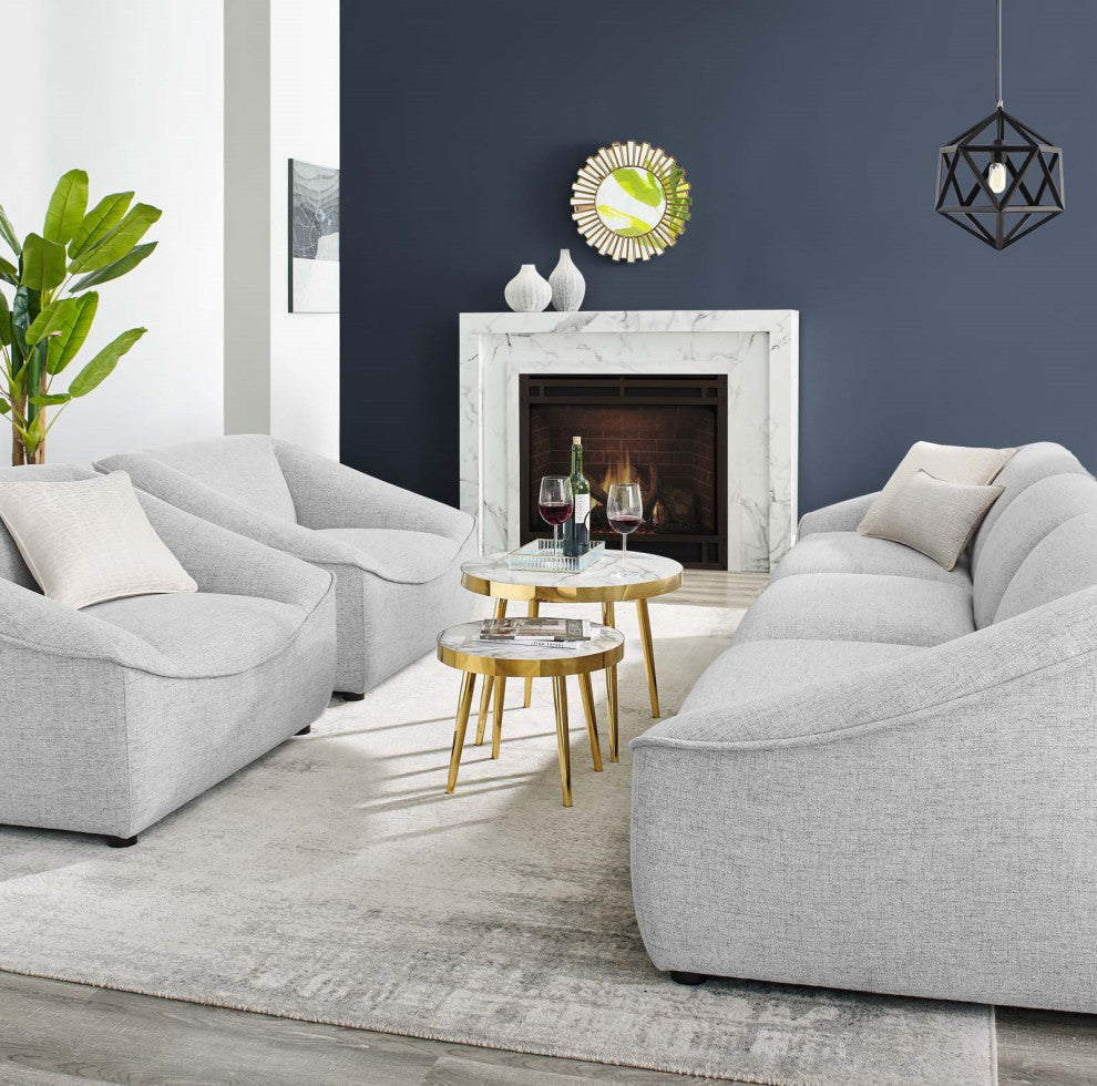 Armchair and Sofa Set, Fabric, Gray, Modern, Living Lounge Hospitality