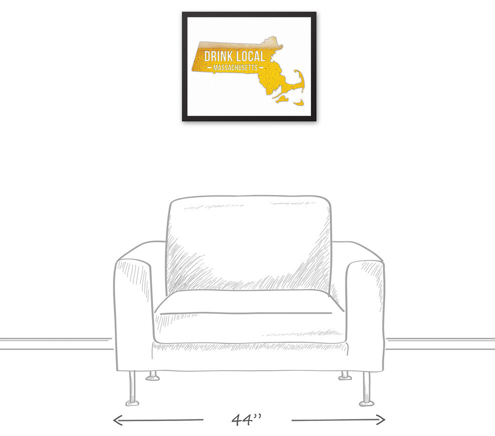 Massachusetts Drink Local Beer Framed Canvas Wall Art, 20x17