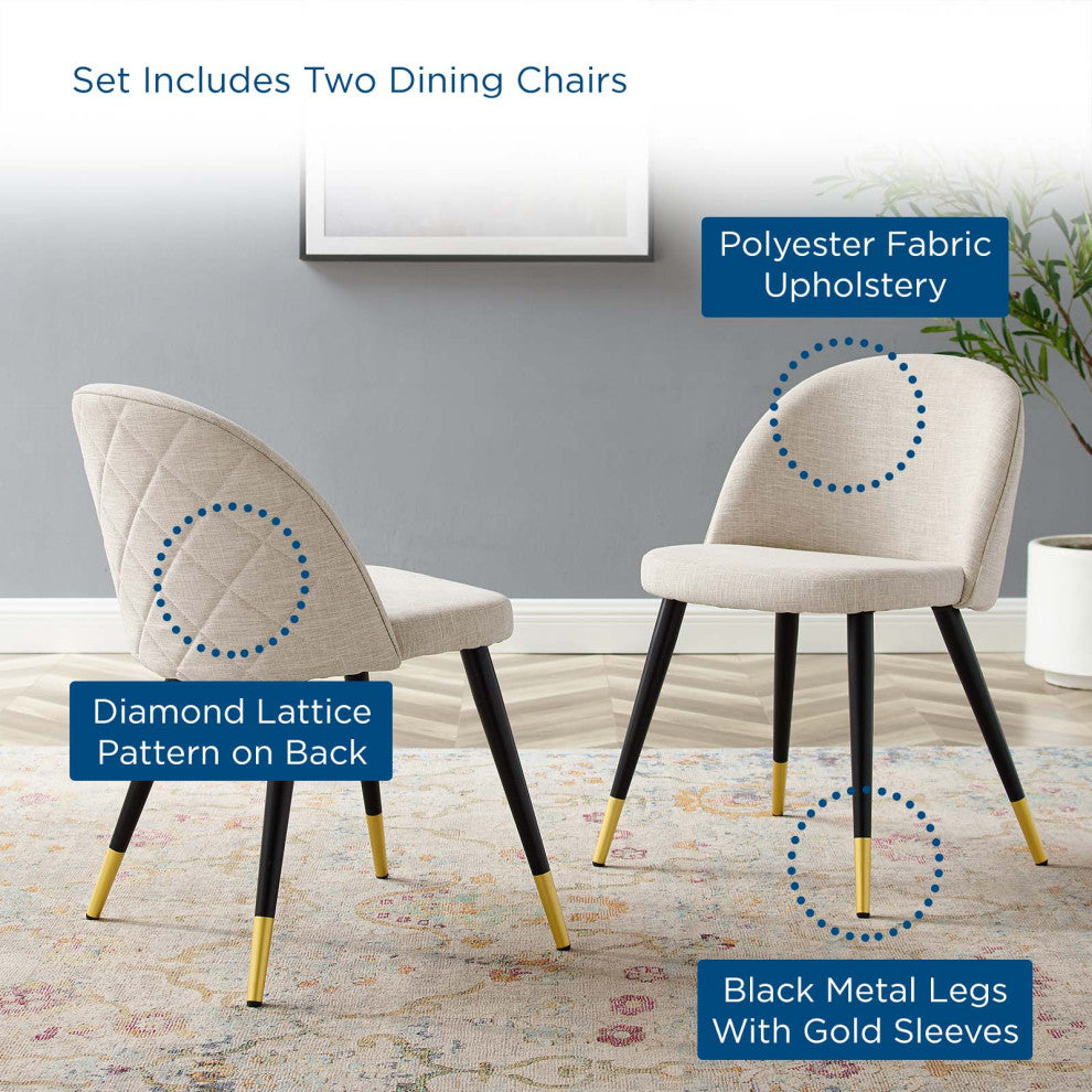 Side Dining Chair, Set of 2, Fabric, Beige, Cafe Bistro Restaurant Hospitality