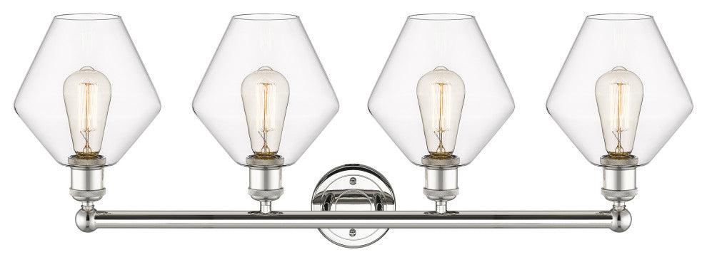 Cindyrella 4-Light 35" Bath Vanity Light, Polished Nickel, Clear Shade