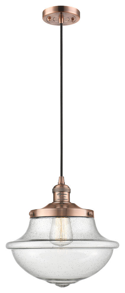 Large Oxford 1-Light Mini Pendant, Antique Copper, Seedy