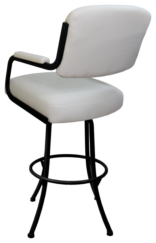 Swivel Counter Metal Bar Stool, Ocean Beige Vinyl, Black, 34"