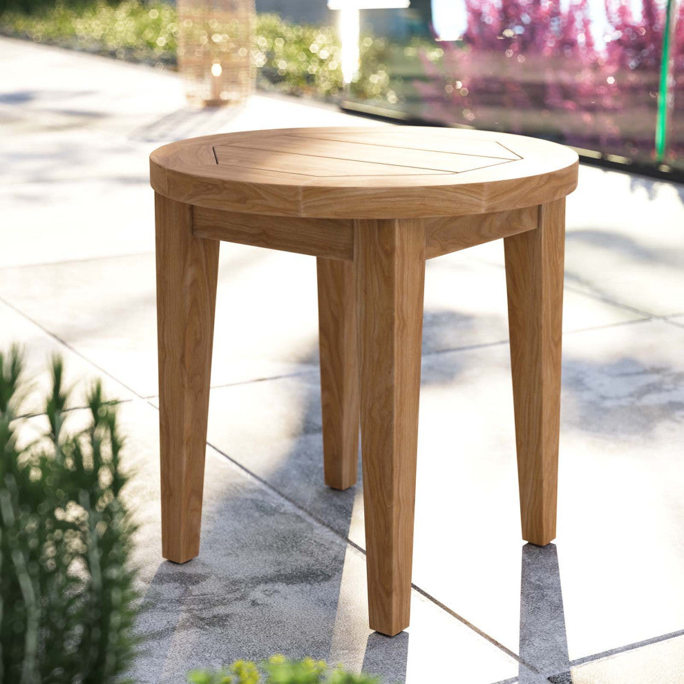 Brisbane Teak Wood Outdoor Patio Side Table, Natural