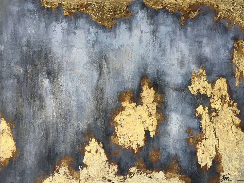 "Abstract Reflecting Lights " Hand Painted Canvas Art - Wrapped Canvas Painting