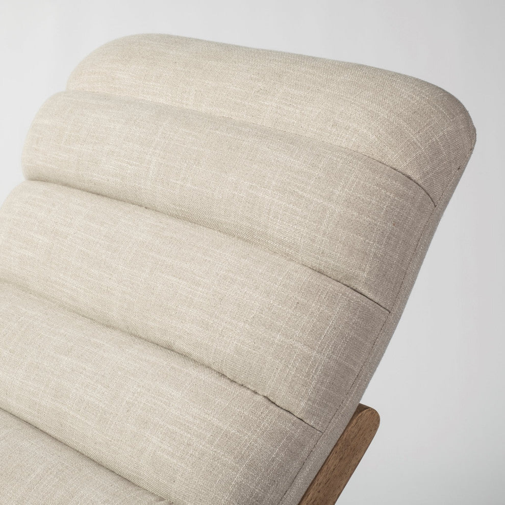 Pierre Genuine Leather Armless Chaise Lounge Chair, Cream
