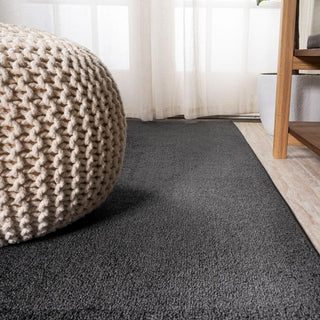 Haze Solid Low-Pile Runner Rug, Black, 2'x8'