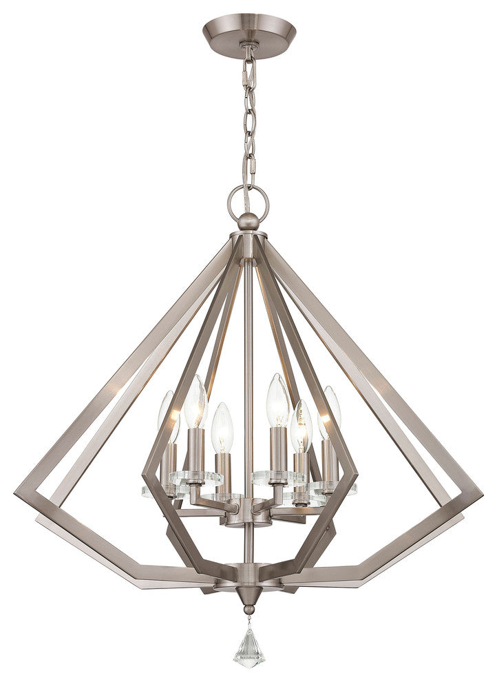 Diamond Chandelier, Brushed Nickel