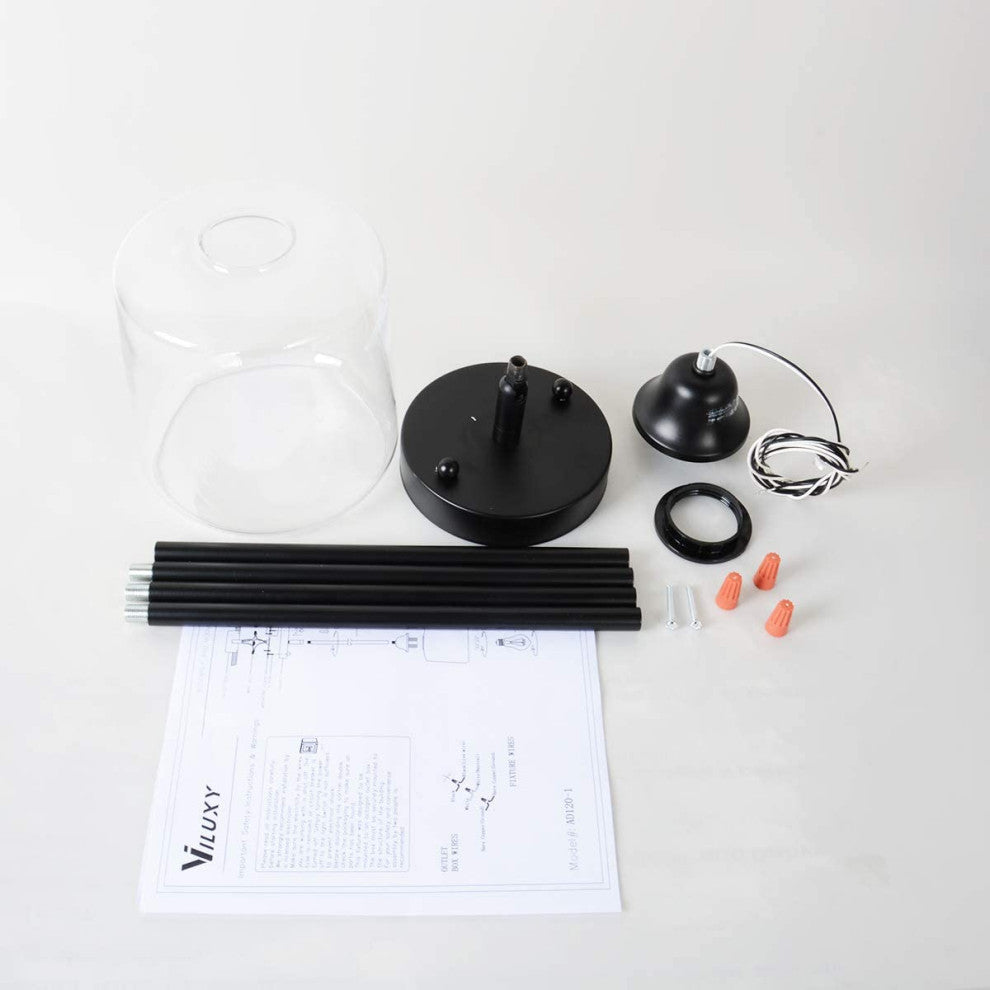 Black Glass Pendant Lamp Vintage Farmhouse Pendant Light Fixture