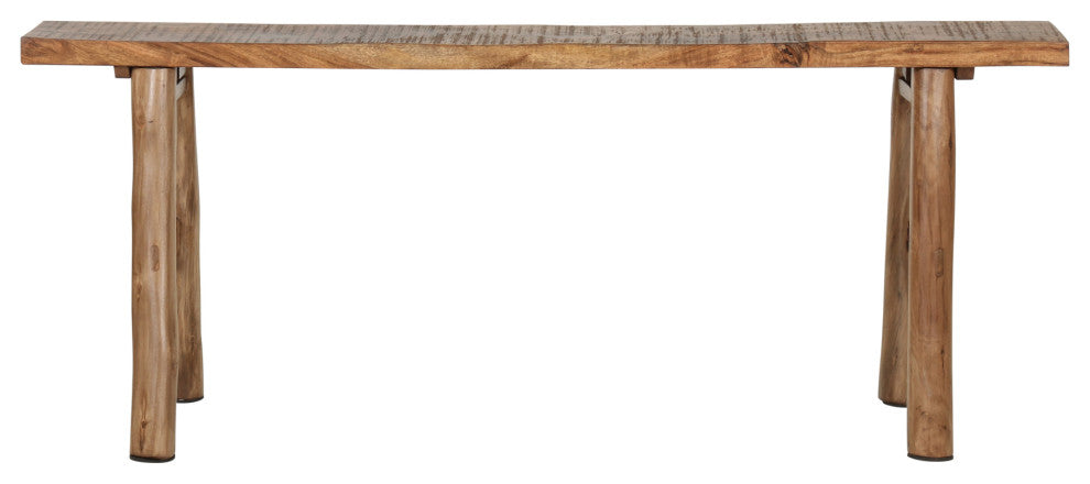 Elaine Acacia Rustic Skinny Bench, Natural by East at Main
