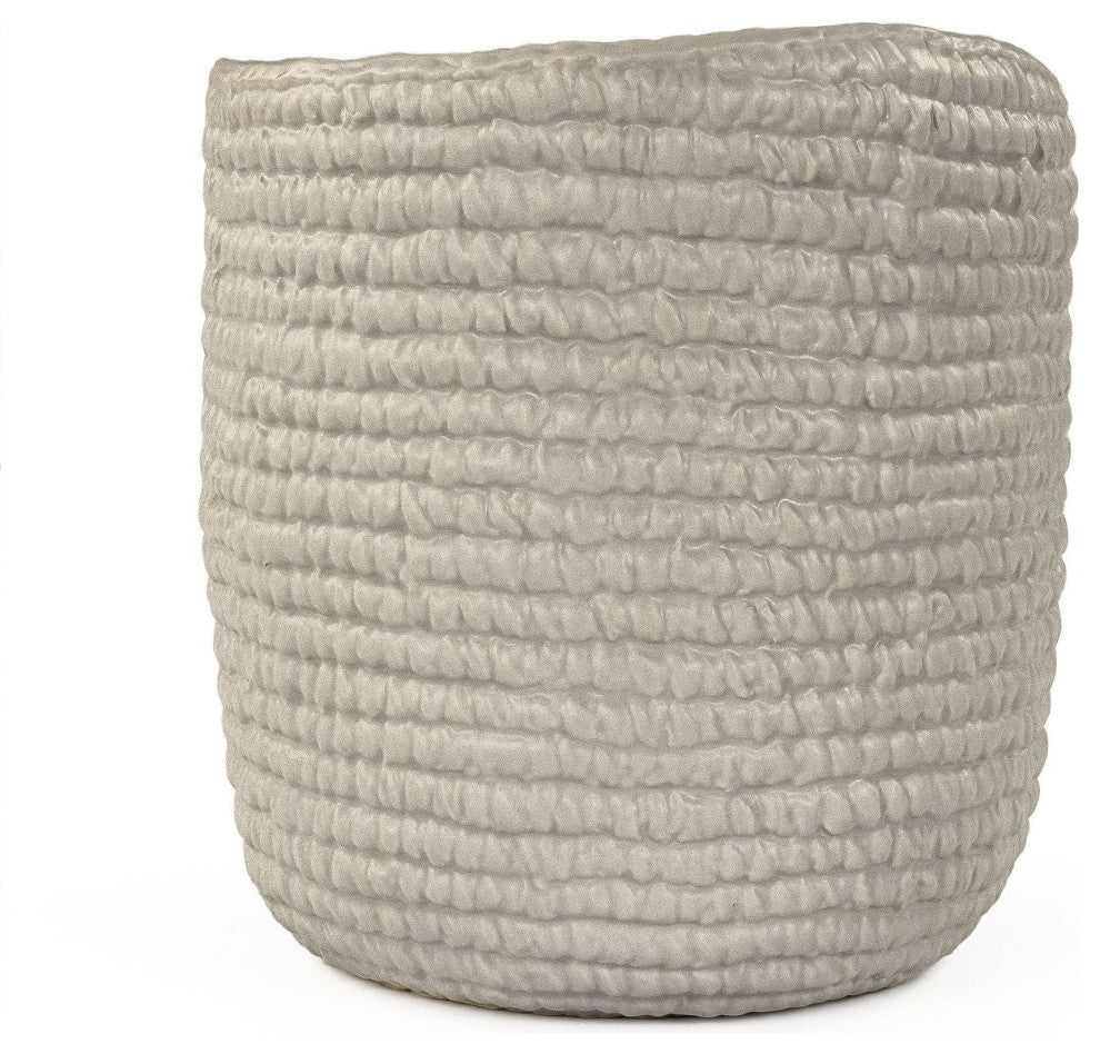 Grey Cross Weave Vase Small