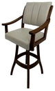 Swivel Counter Wood Bar Stool Casa on S-Base, Ocean Beige Vinyl - Roasted Brown, 30"