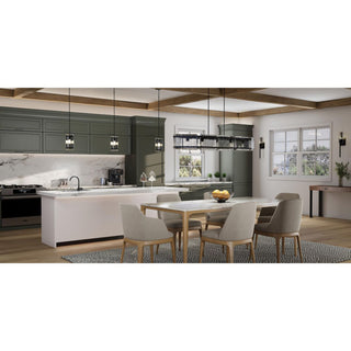 Rivera Collection 5-Light Matte Black Luxe Island Linear Chandelier Light