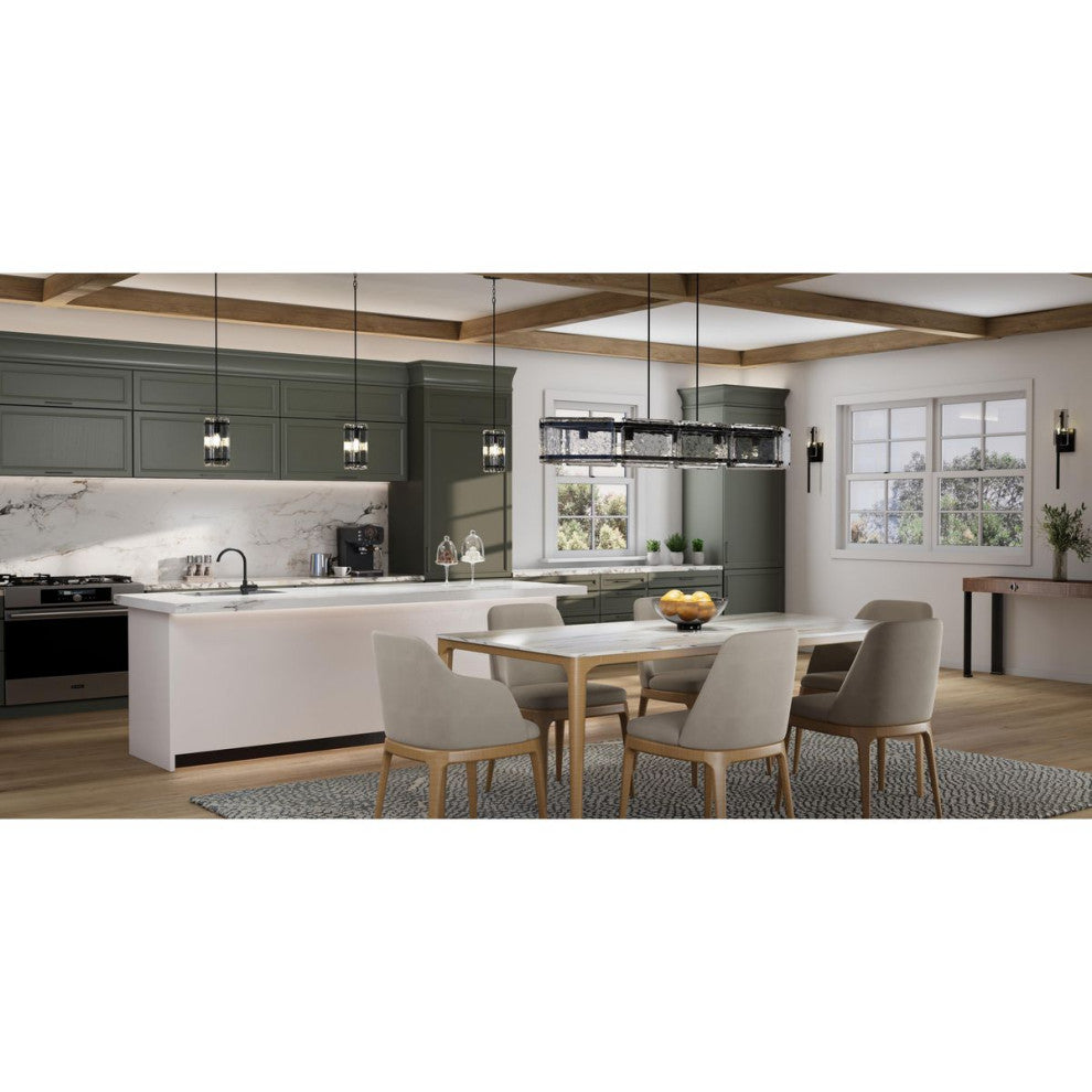 Rivera Collection 5-Light Matte Black Luxe Island Linear Chandelier Light
