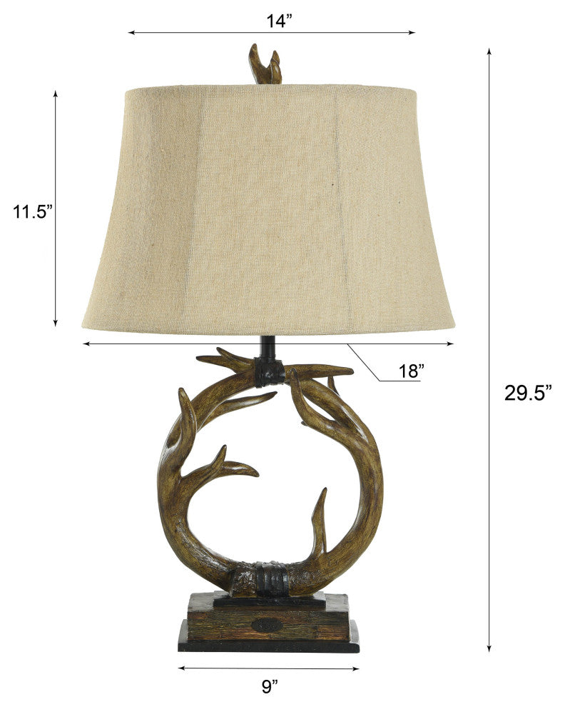 Antler Table Lamp with Custom Fabric Shade