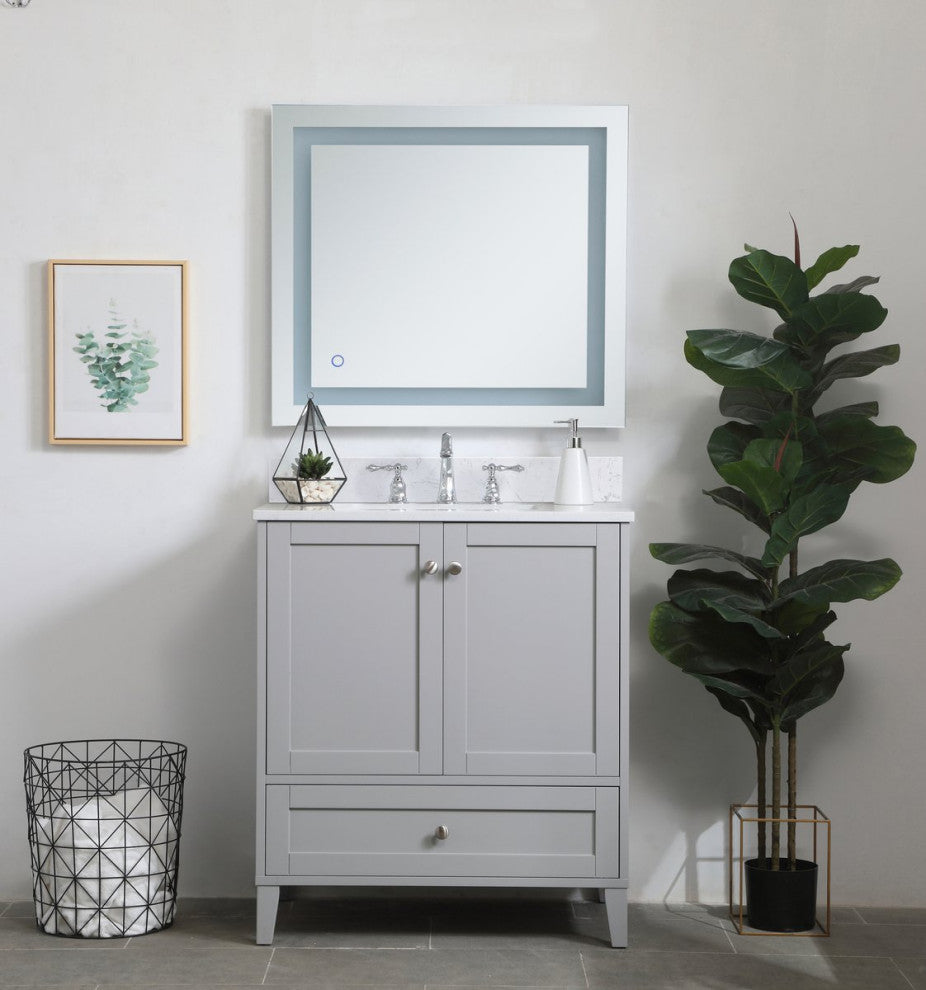 Sadie 30" Single Bathroom Vanity, Gray With Backsplash