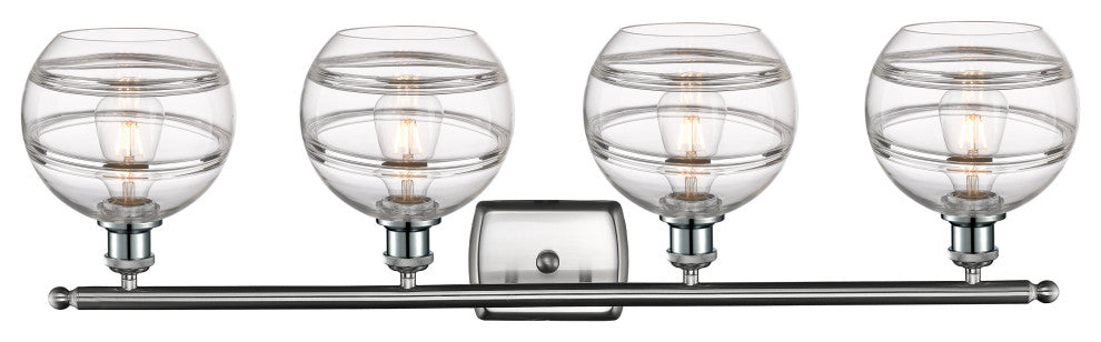 Ballston-Rochester 4-Light 38" Bath Vanity Light, Brushed Satin Nickel, Clear