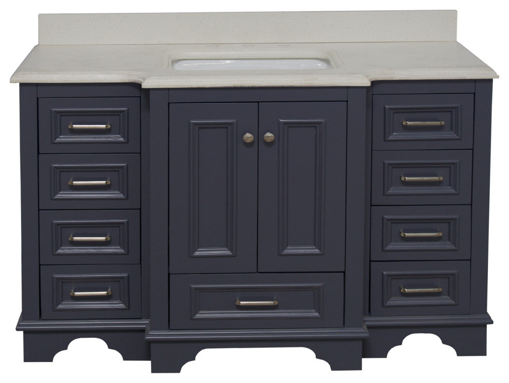 Nantucket 48" Bathroom Vanity, Marine Gray, Quartz