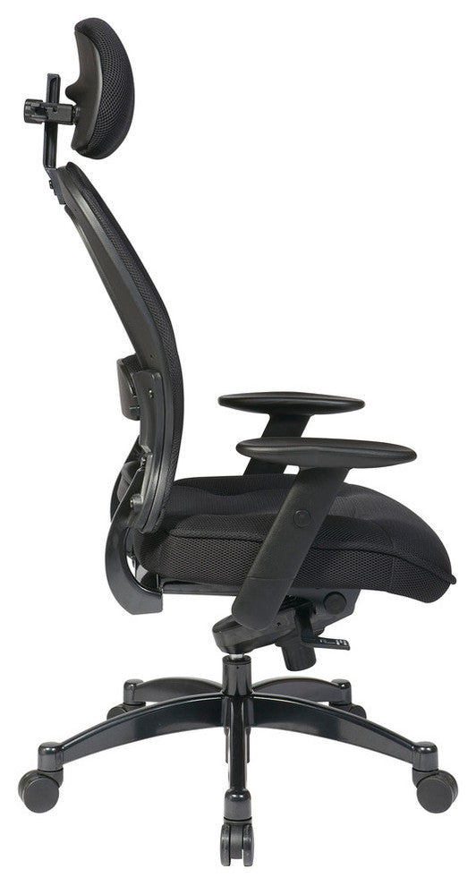 Professional Deluxe Breathable Mesh Back Chair With Adjustable Headrest, Black