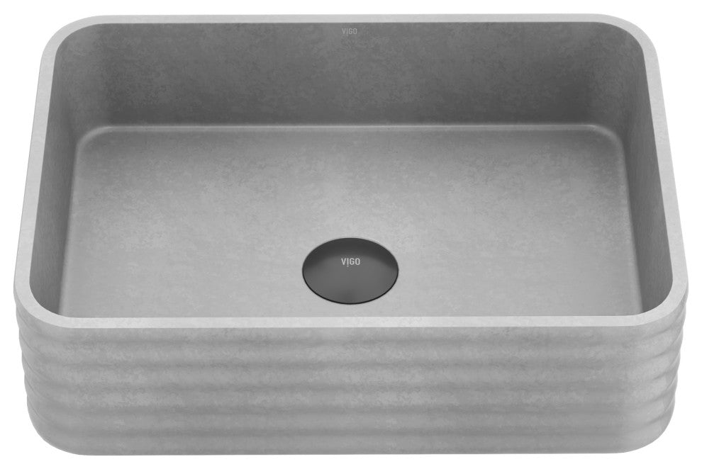 VIGO Cadman 18"L x 13"W x 5"H Concreto Stone Rectangular Bathroom Vessel Sink