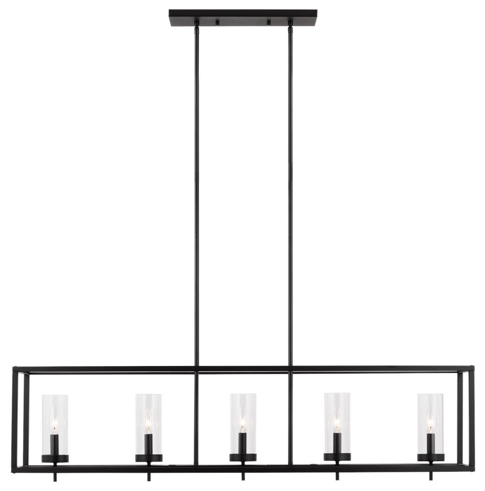 Zire Five Light Island Pendant, Midnight Black