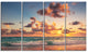 Sunrise on Beach of Caribbean Sea, Beach Canvas Wall Art, 48"x28", 4 Panels