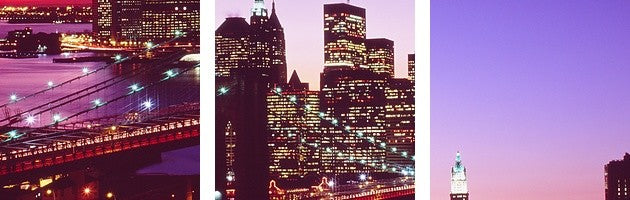 "New York City, Brooklyn Bridge, twilight" Canvas Art, 36"x12"x1.25"