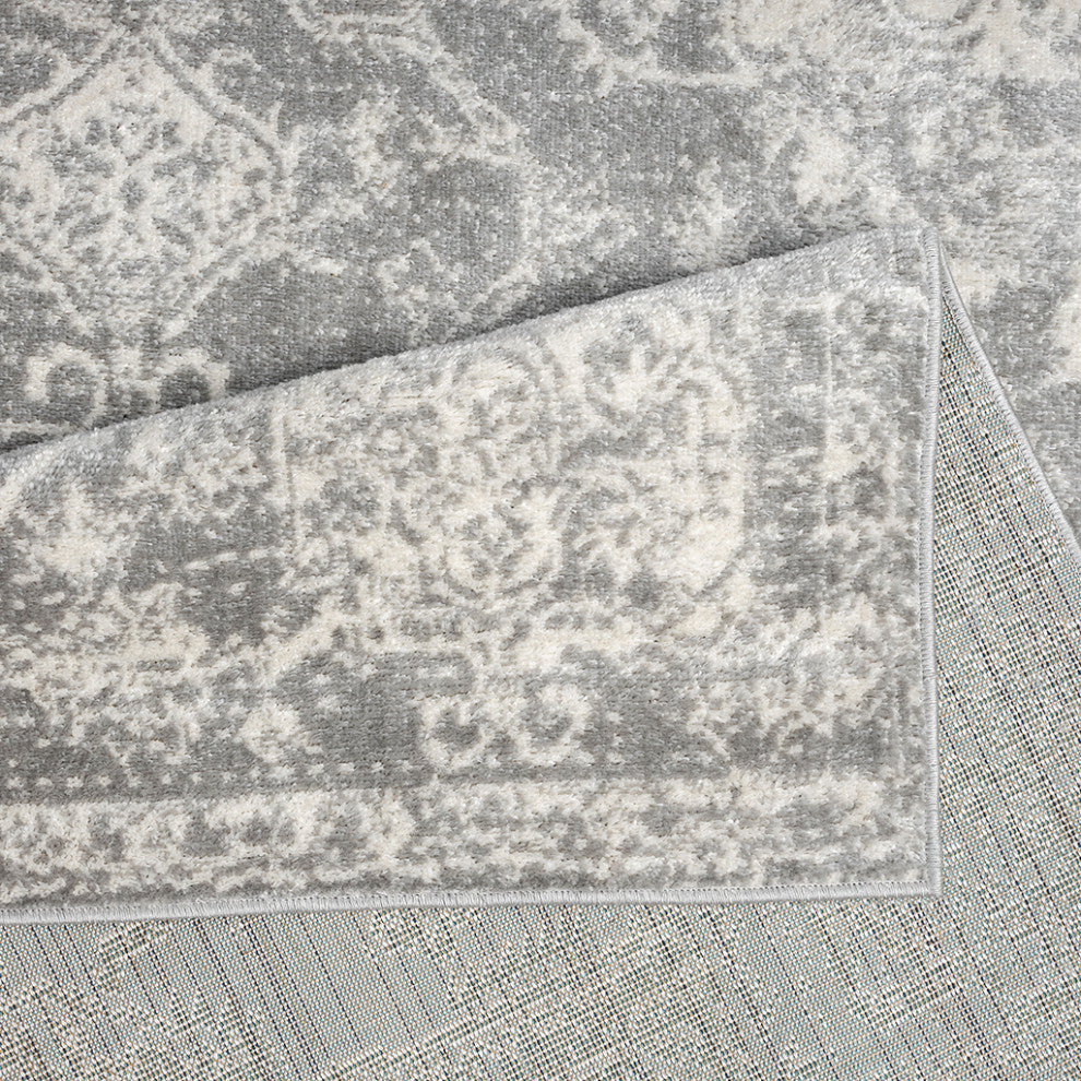 Asher Medallion Boho Area Rug/Runner, Grey, 6' x 9'
